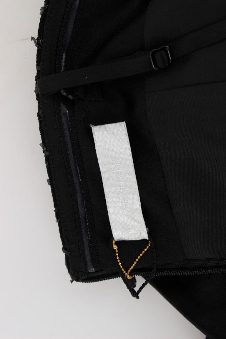 Robe crayon noire sans bretelles à ornements Masha Ma