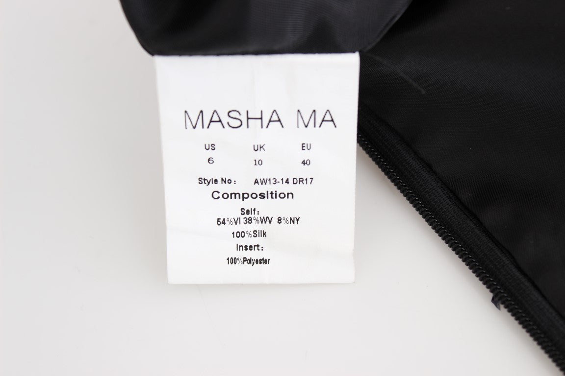 Robe crayon noire sans bretelles à ornements Masha Ma