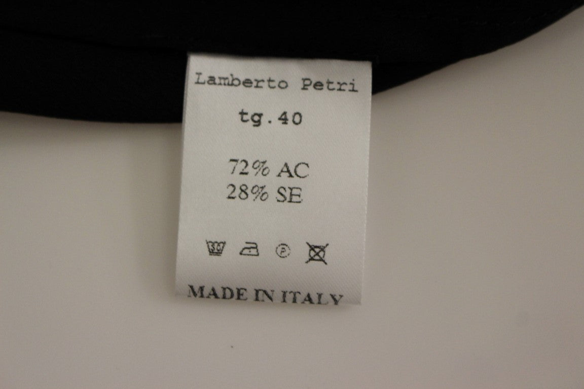 Robe de cocktail fourreau en soie noire et jaune Lamberto Petri