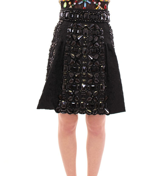 Jupe au-dessus du genou en cristal noir Dolce &amp; Gabbana faite main