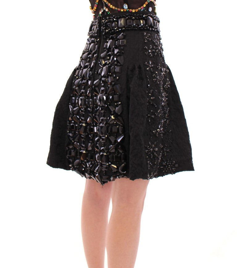Jupe au-dessus du genou en cristal noir Dolce &amp; Gabbana faite main
