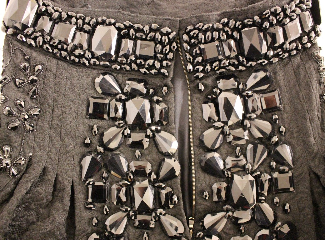 Jupe au-dessus du genou en cristal noir Dolce &amp; Gabbana faite main