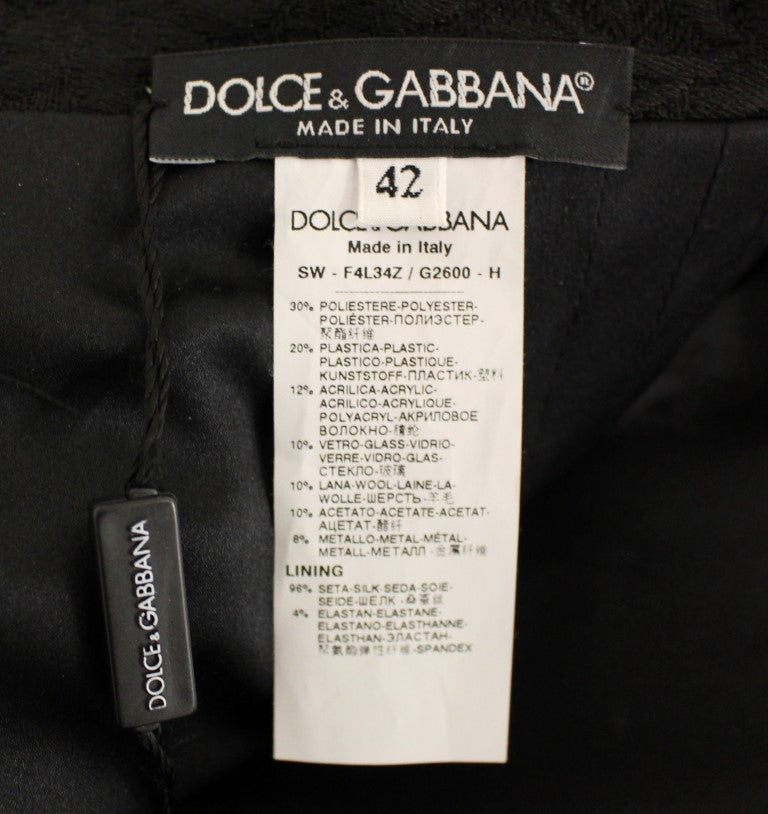 Jupe au-dessus du genou en cristal noir Dolce &amp; Gabbana faite main