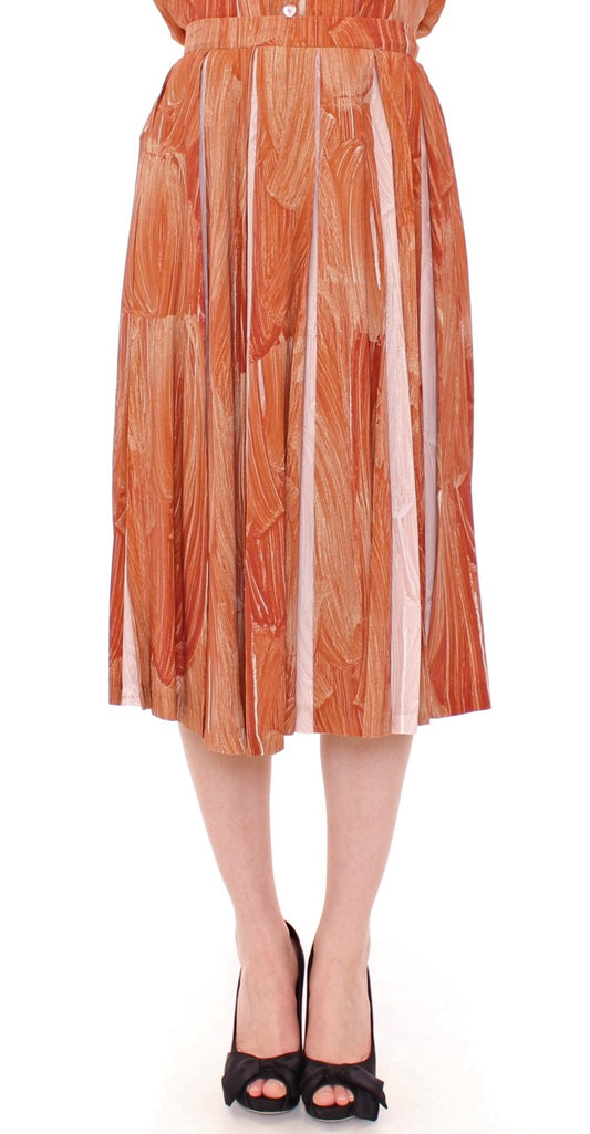 Jupe ample marron orange sous le genou Licia Florio
