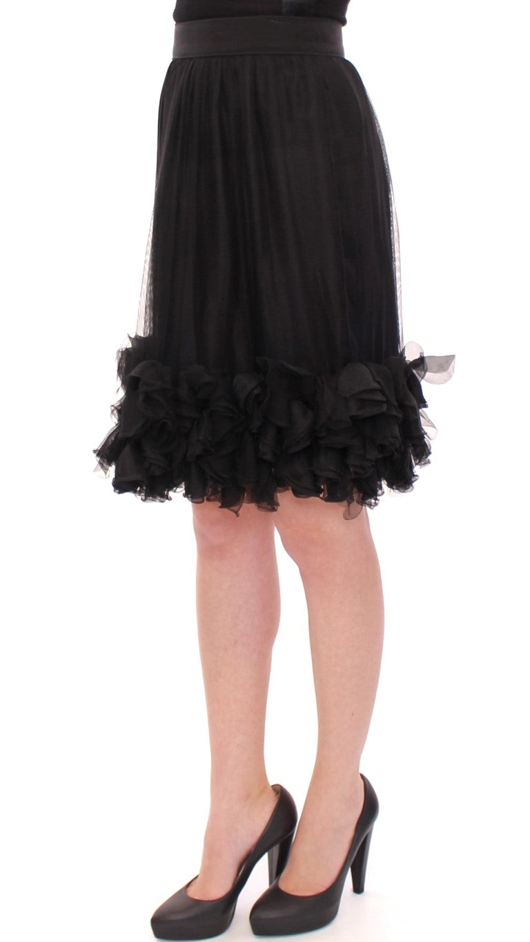 Jupe transparente en soie noire Dolce &amp; Gabbana au-dessus du genou