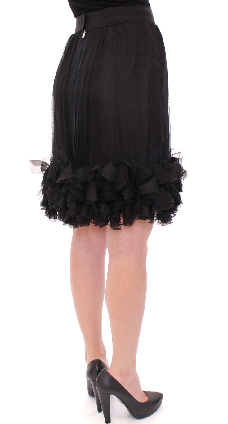 Jupe transparente en soie noire Dolce &amp; Gabbana au-dessus du genou