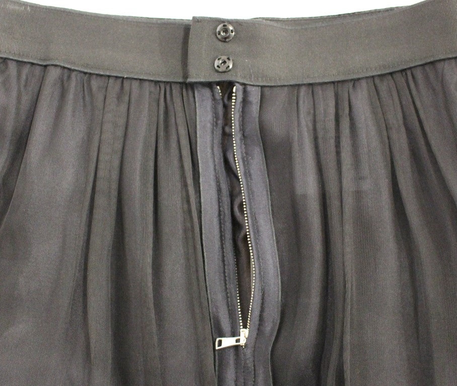 Jupe transparente en soie noire Dolce &amp; Gabbana au-dessus du genou