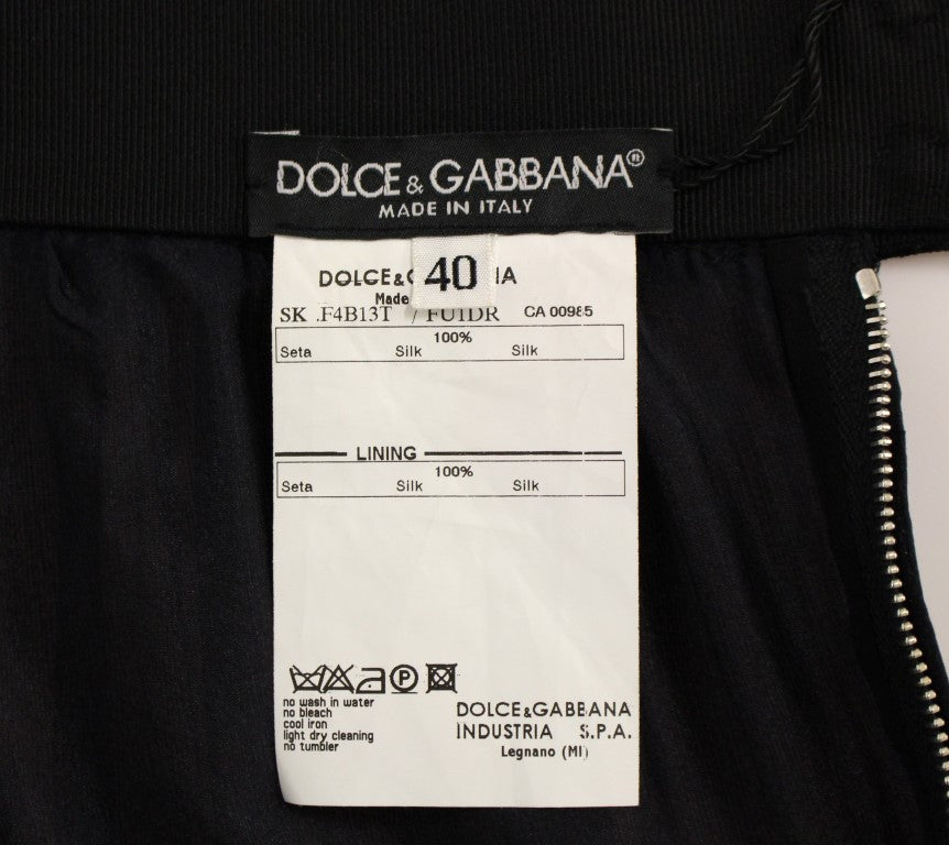Jupe transparente en soie noire Dolce &amp; Gabbana au-dessus du genou