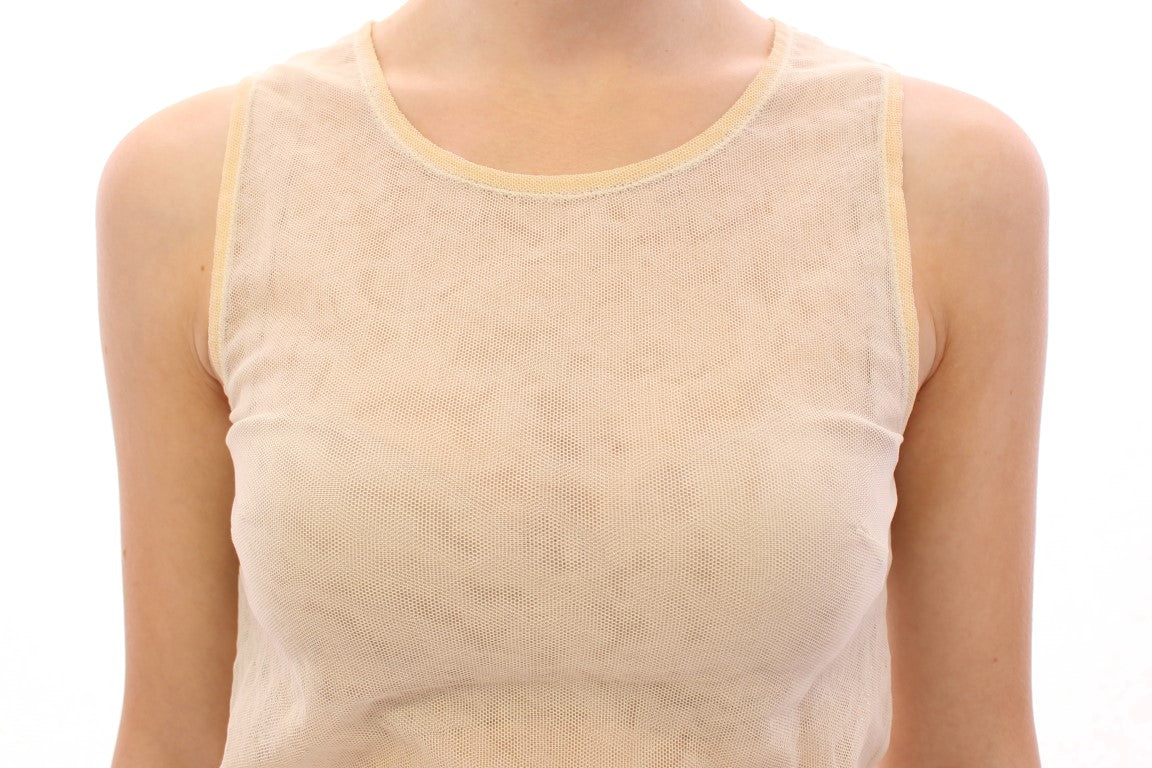 Chemisier débardeur sans manches en coton beige Dolce &amp; Gabbana