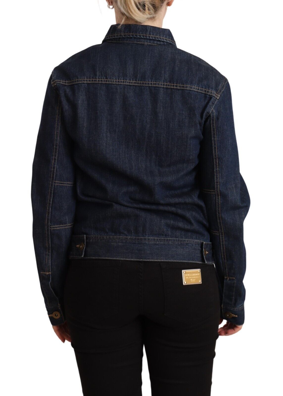 Veste en jean bleu foncé à manches longues et boutons Master Coat