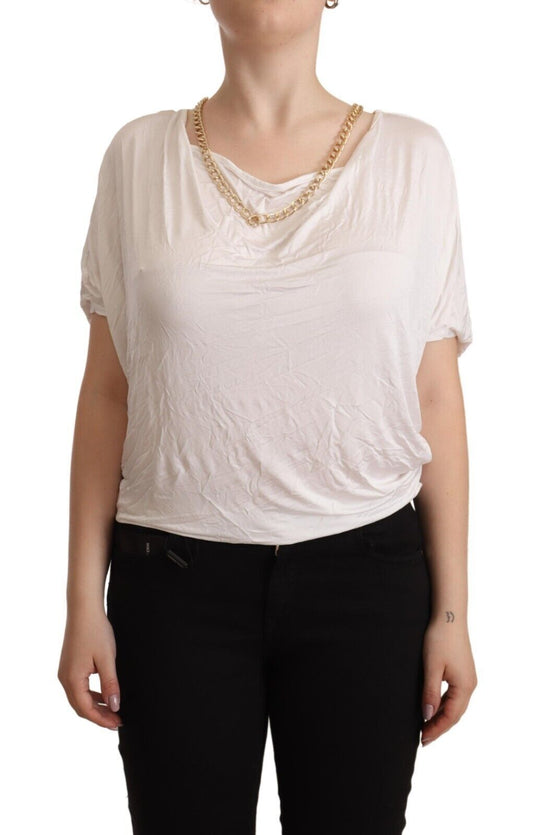 Guess By Marciano – Weißes, kurzärmliges T-Shirt-Oberteil mit goldener Kette
