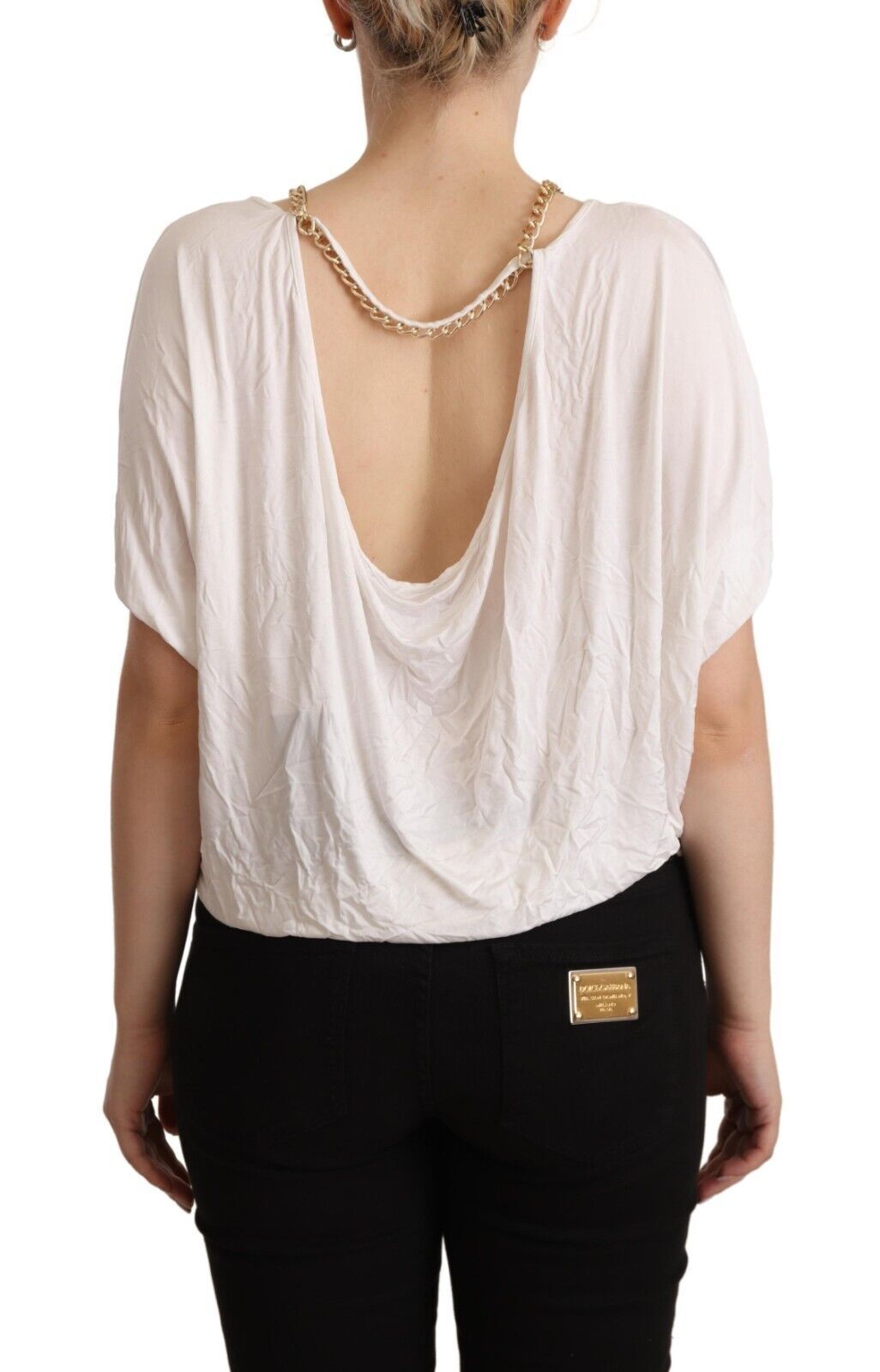 Guess By Marciano – Weißes, kurzärmliges T-Shirt-Oberteil mit goldener Kette