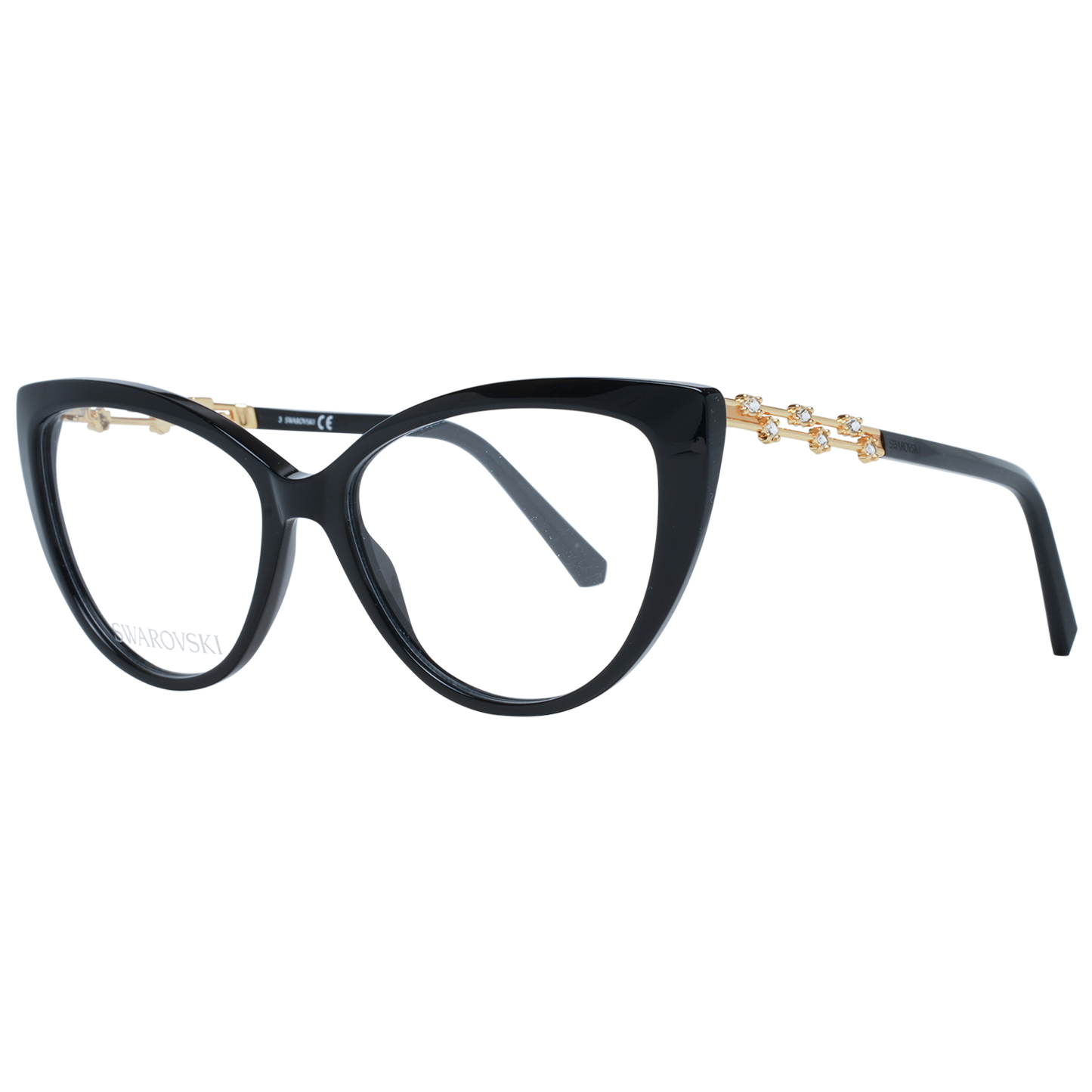 Lunettes de vue œil de chat noires élégantes Swarovski