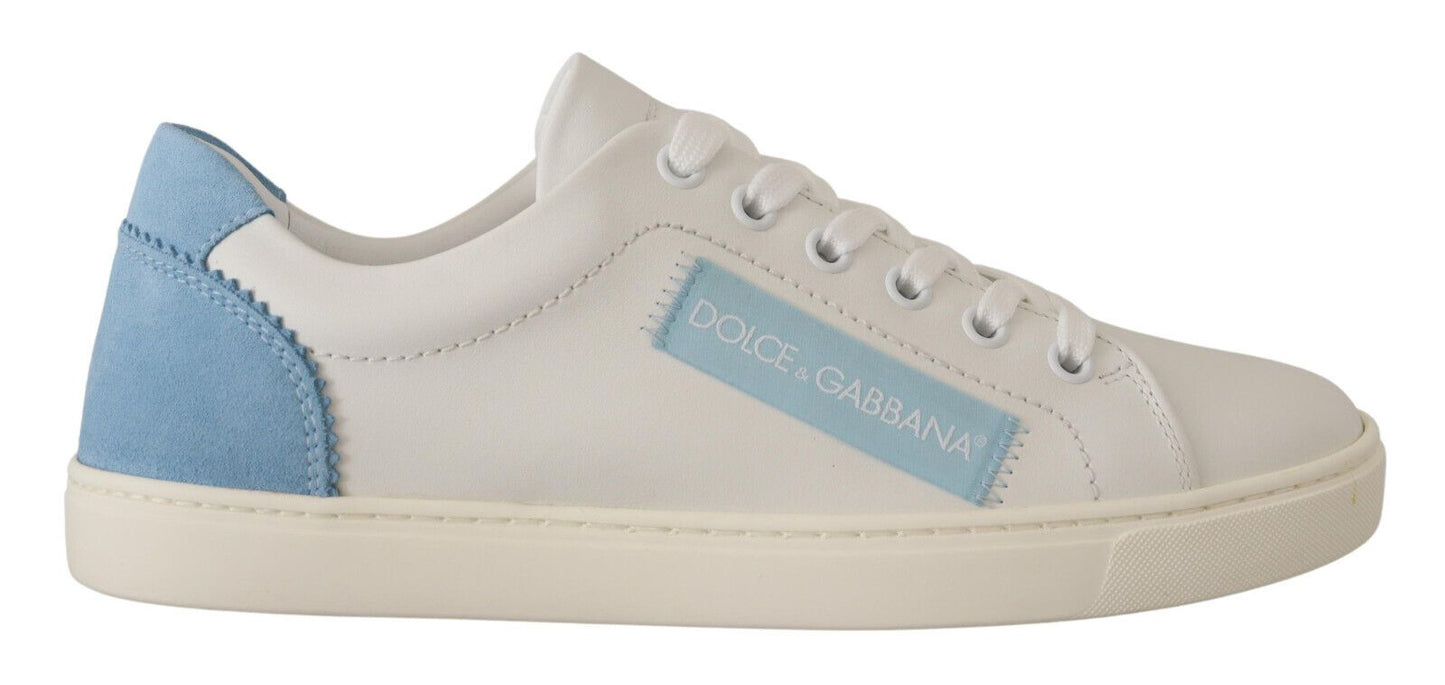 Baskets basses Dolce &amp; Gabbana en cuir blanc et bleu
