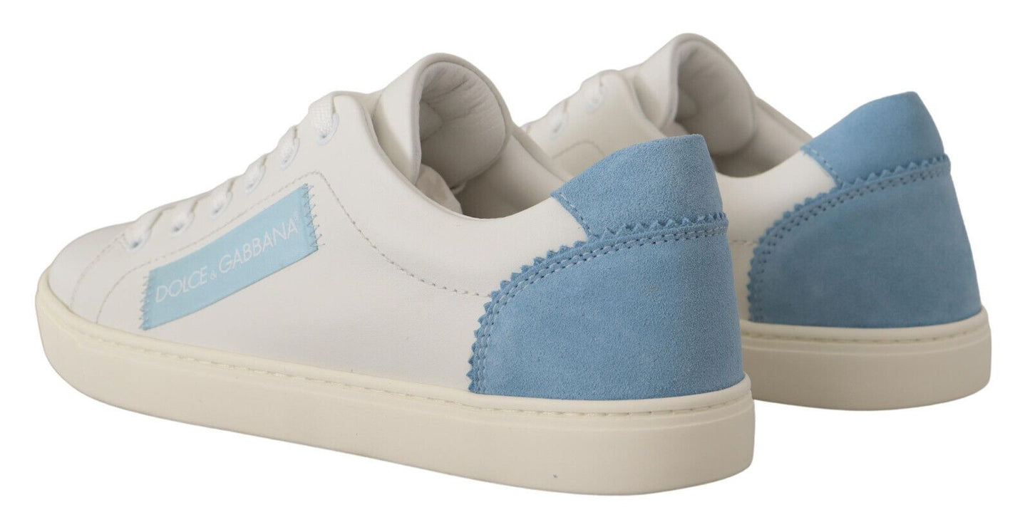 Baskets basses Dolce &amp; Gabbana en cuir blanc et bleu