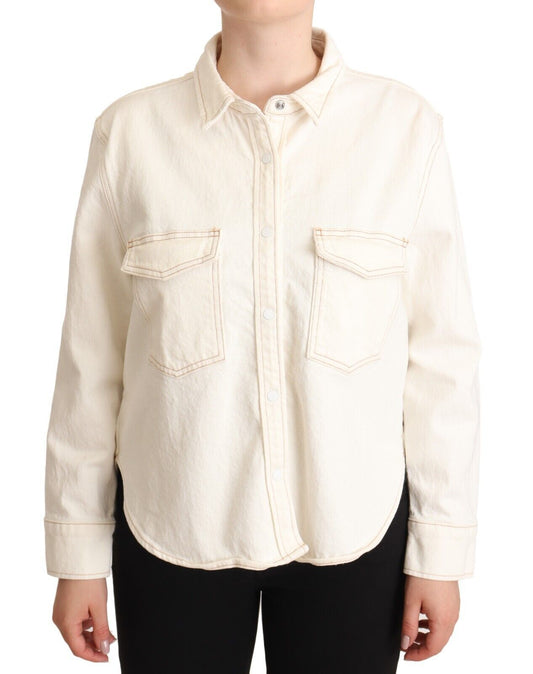 Polo Levi's blanc en coton à col boutonné et manches longues