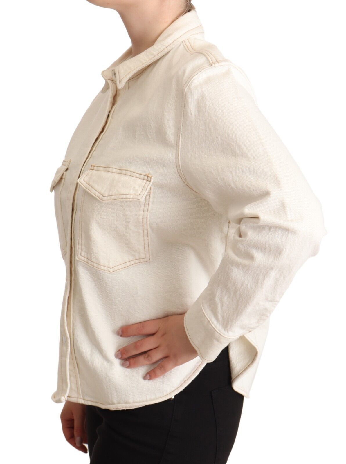 Polo Levi's blanc en coton à col boutonné et manches longues