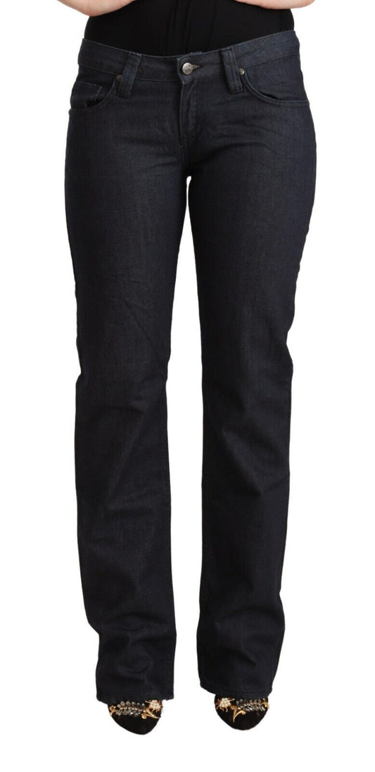 Exte Dunkelblaue Stretch-Jeans aus Baumwoll-Denim mit niedriger Taille und geradem Bein