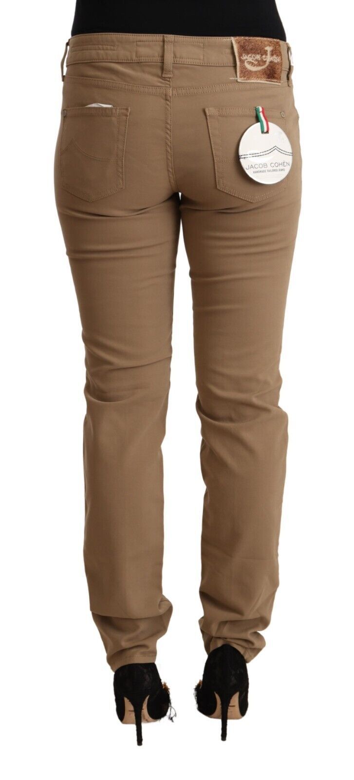 Pantalon skinny taille moyenne en coton extensible marron Jacob Cohen