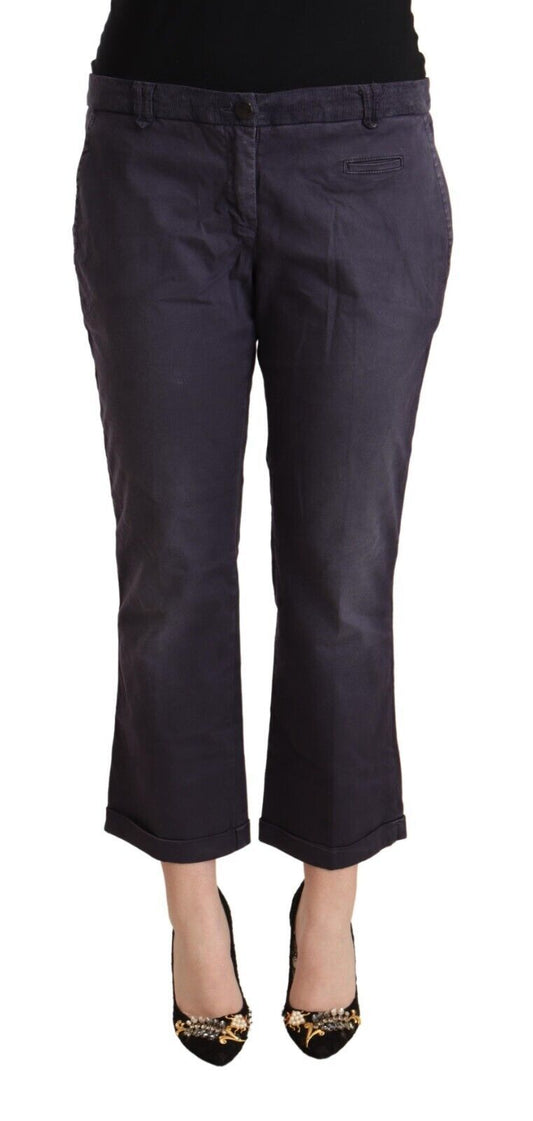 Pantalon court évasé noir taille basse à ourlet replié Jucca