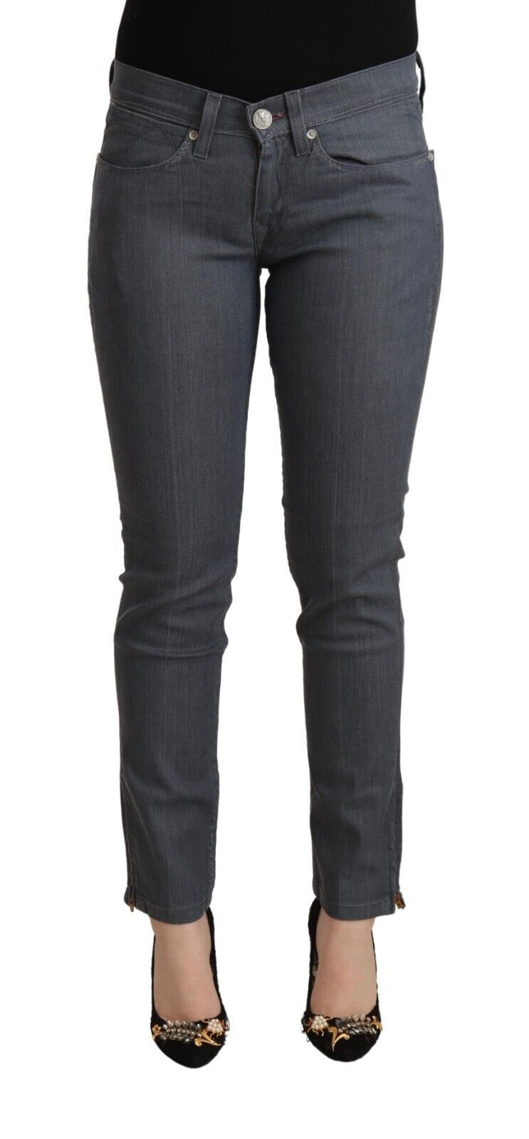 Jean skinny taille basse en coton gris Levi's