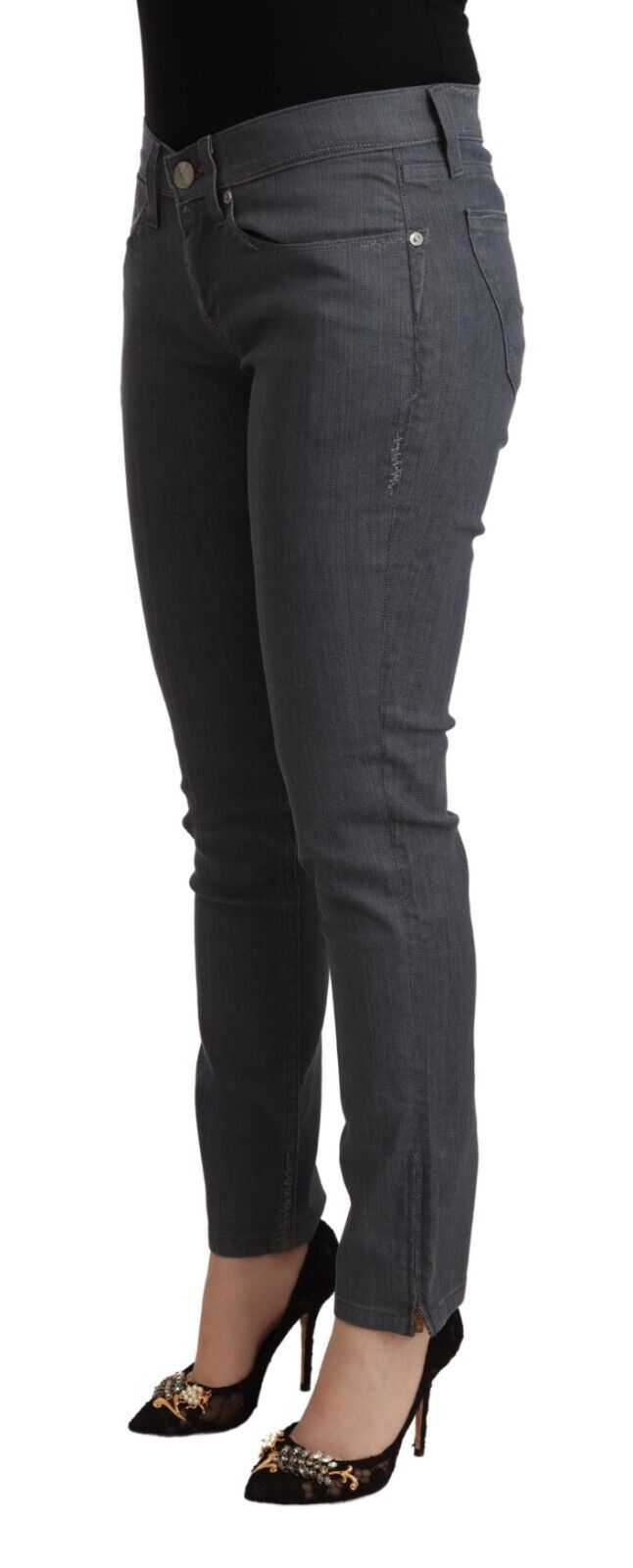 Jean skinny taille basse en coton gris Levi's