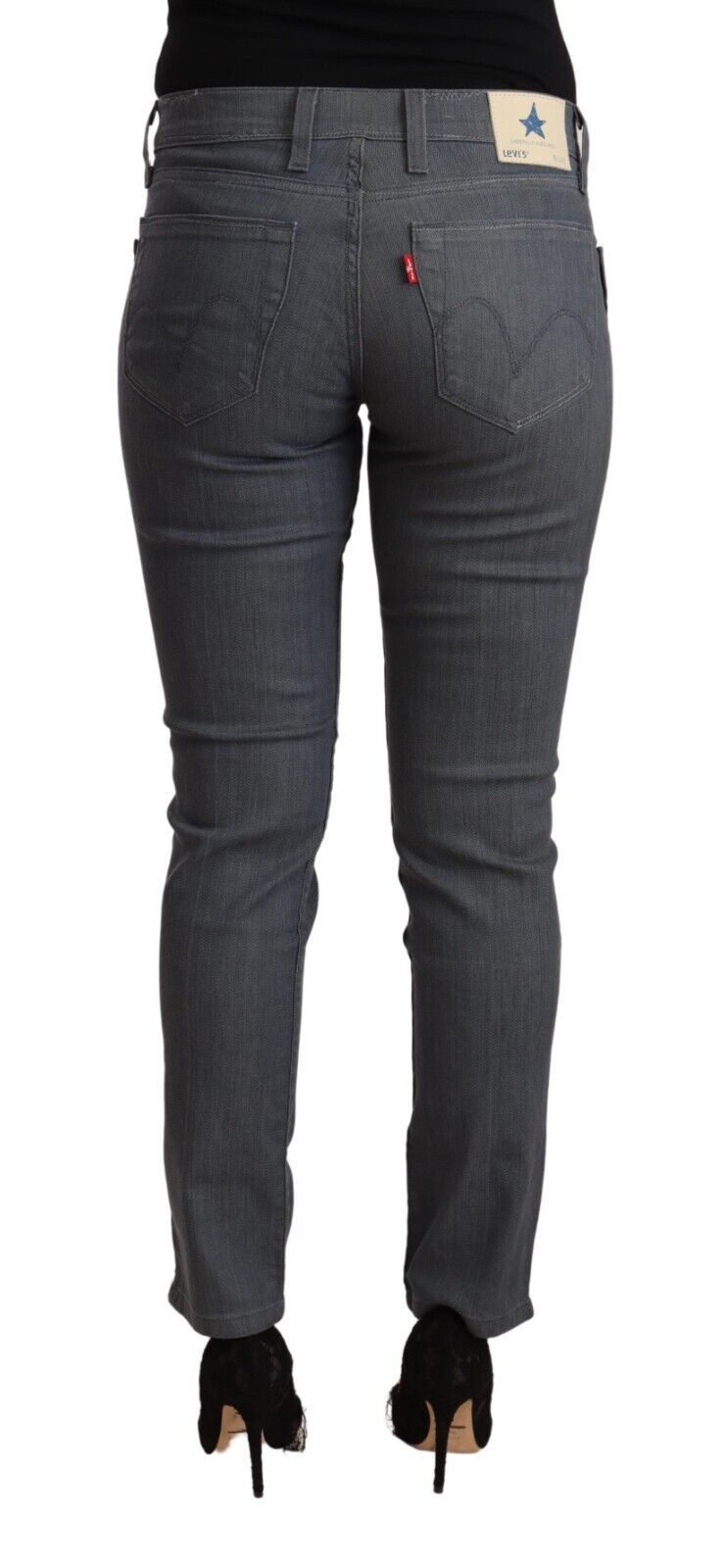 Jean skinny taille basse en coton gris Levi's