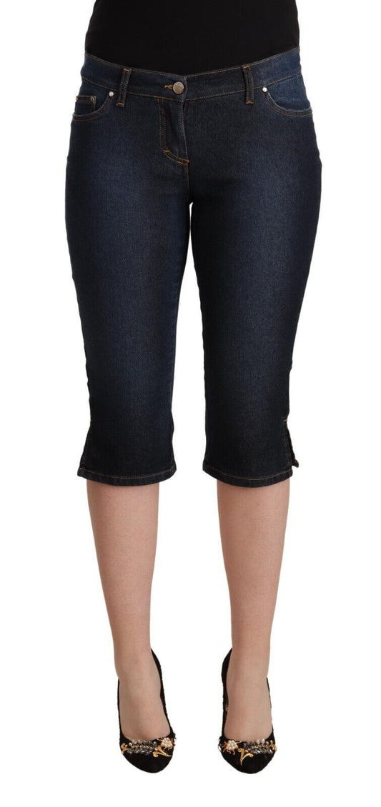 GF Ferre – Schmale Capri-Jeans aus Baumwollstretch in Blau mit niedriger Taille