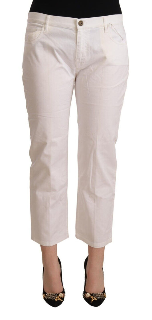 Jean court taille moyenne en coton blanc L'Autre Chose
