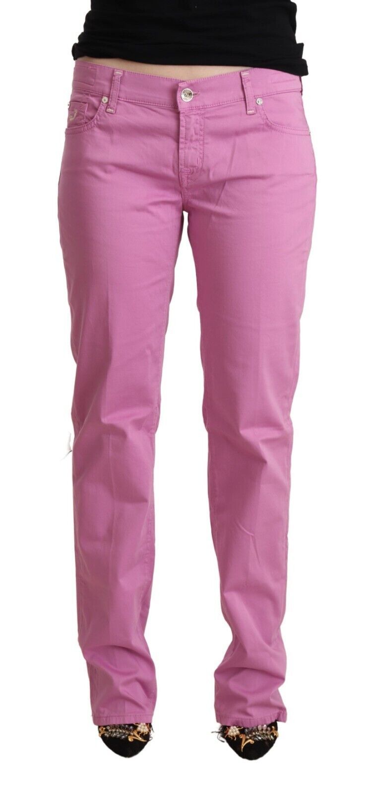 Jean fuselé taille basse en coton rose Jacob Cohen