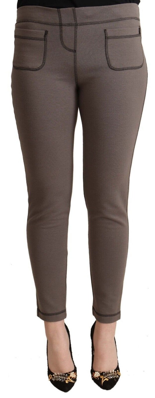 John Galliano - Leggings taille moyenne en coton gris extensible - Pantalon court