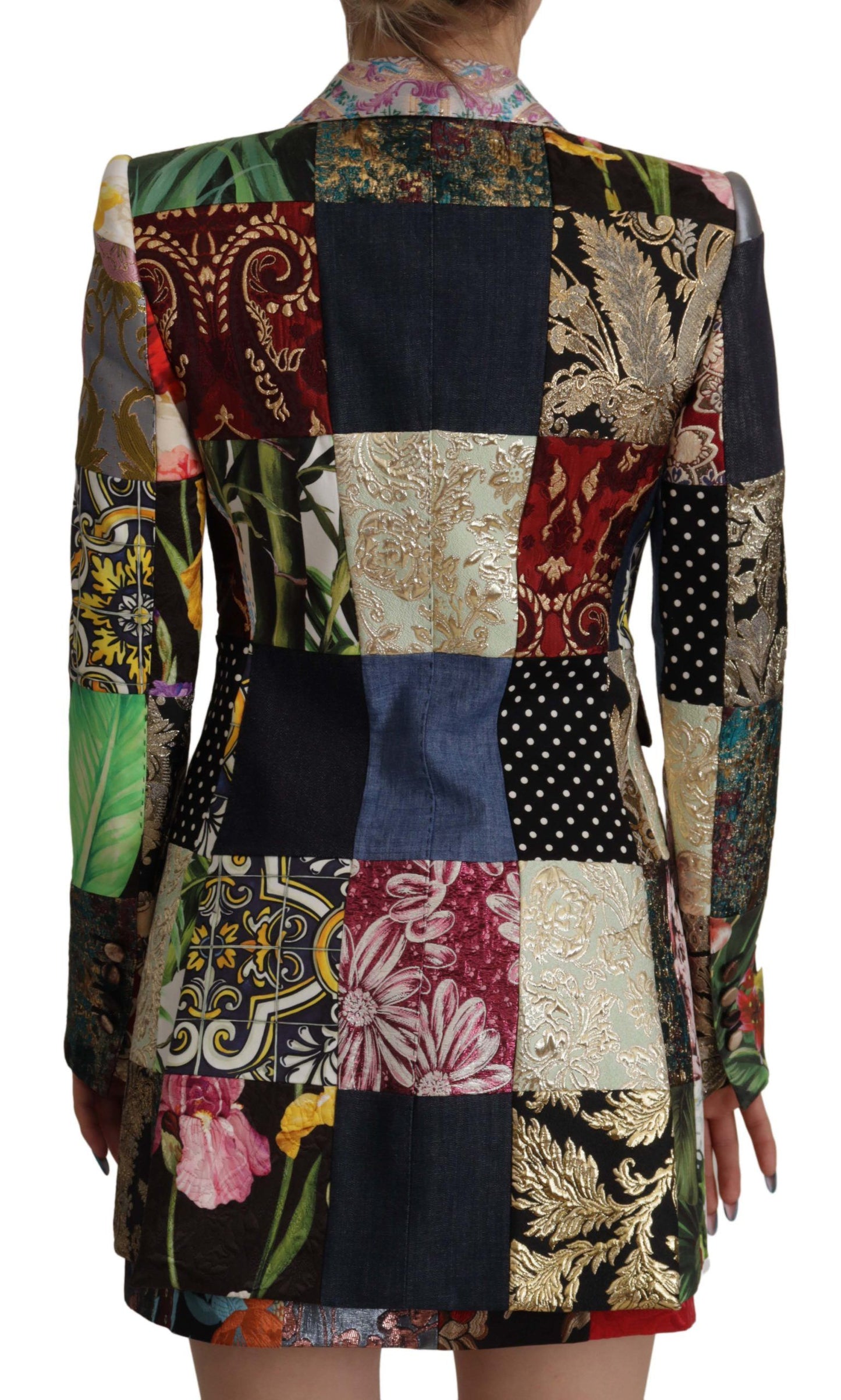 Dolce &amp; Gabbana Mehrfarbige, zweireihige Blazerjacke aus Patchwork-Jacquard
