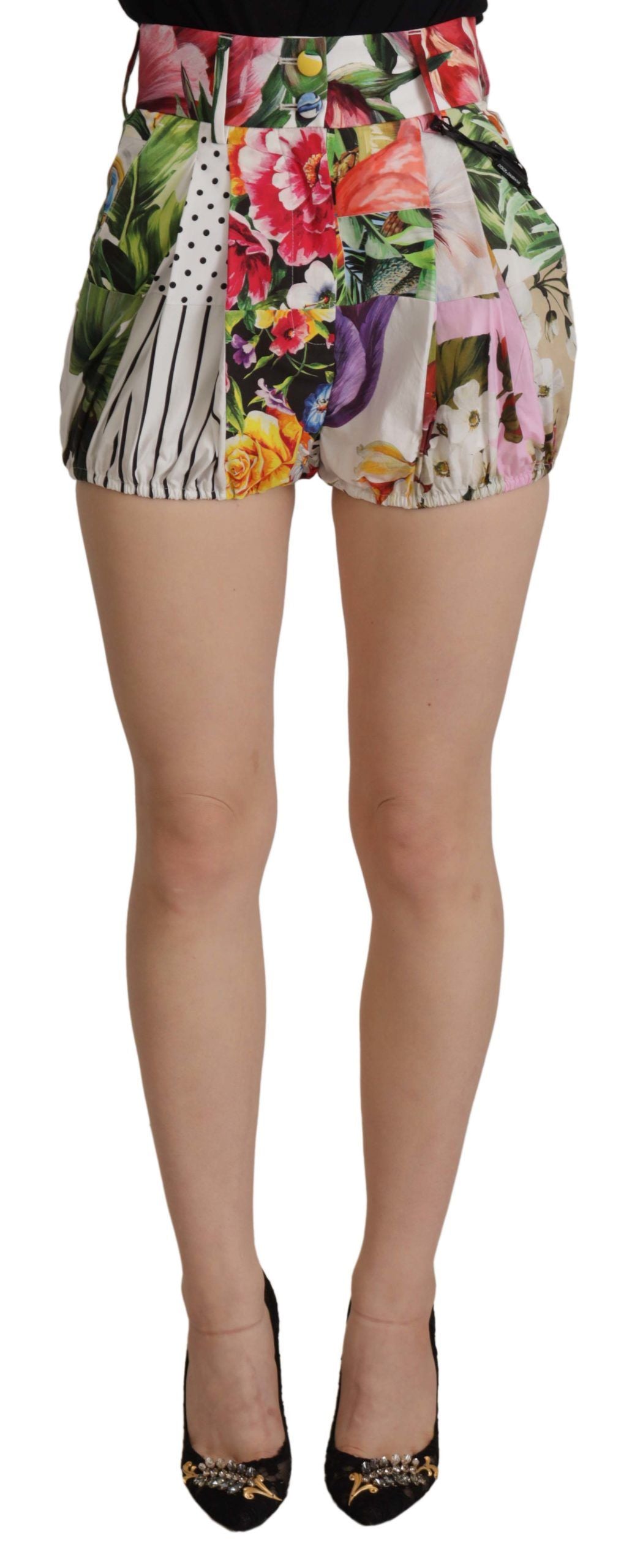 Dolce &amp; Gabbana Mehrfarbige Hotpants-Shorts mit hoher Taille