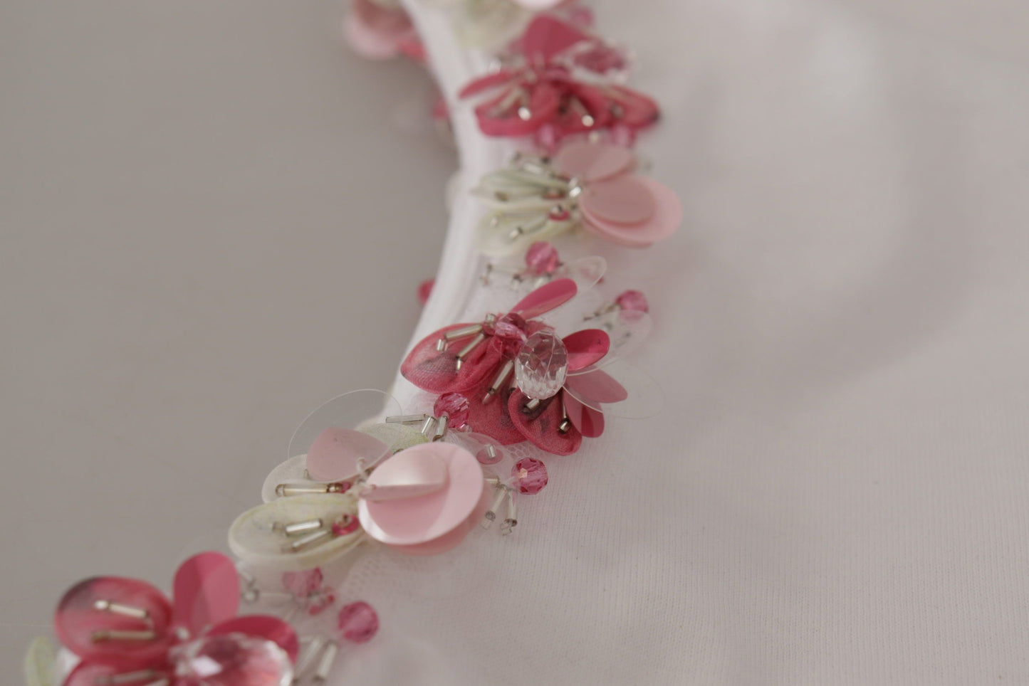 T-shirt à sequins floraux Dolce &amp; Gabbana blanc DG Crown