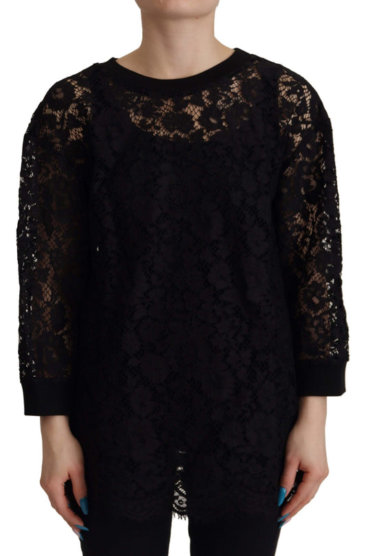 Chemisier Sicily en dentelle florale noire Dolce &amp; Gabbana