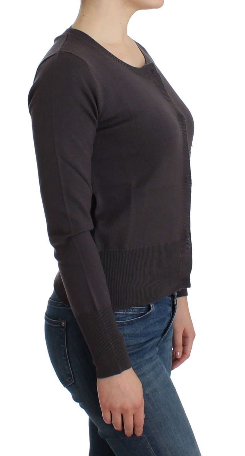 Pull en maille cardigan à paillettes en laine violette John Galliano