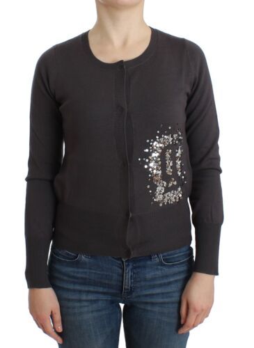 Pull en maille cardigan à paillettes en laine violette John Galliano