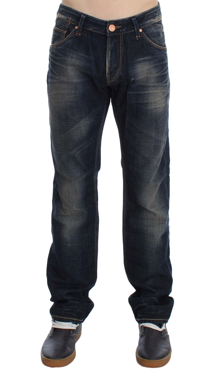 Acht Blue Wash Straight Fit Low Waist Jeans
