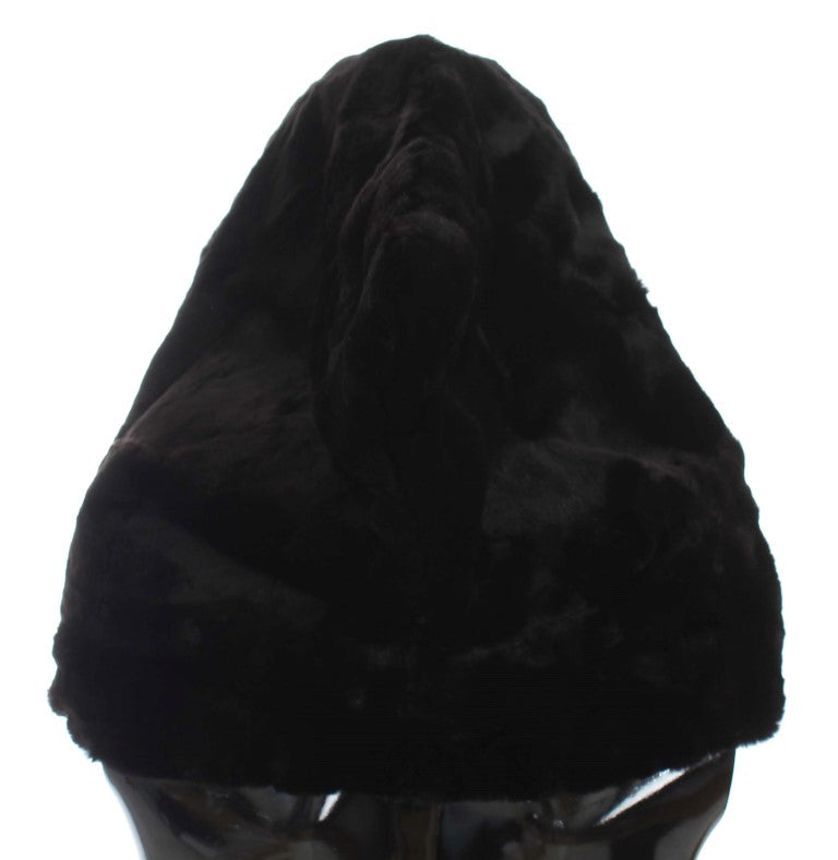 Bonnet écharpe à capuche en fourrure de belette noire Dolce &amp; Gabbana