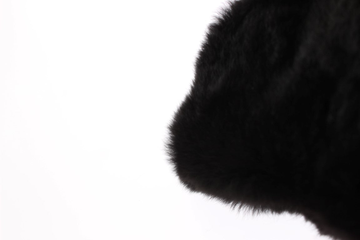 Bonnet écharpe à capuche en fourrure de belette noire Dolce &amp; Gabbana