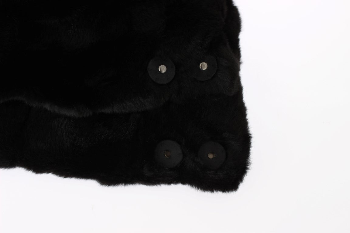 Bonnet écharpe à capuche en fourrure de belette noire Dolce &amp; Gabbana
