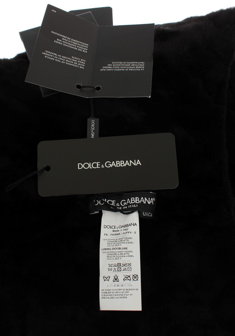 Bonnet écharpe à capuche en fourrure de belette noire Dolce &amp; Gabbana