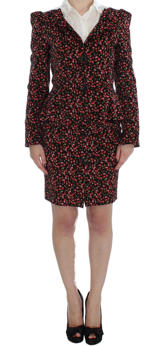 Costume noir à fleurs multicolores BENCIVENGA