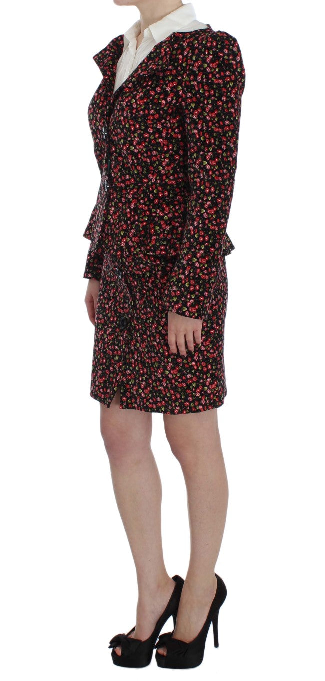 Costume noir à fleurs multicolores BENCIVENGA