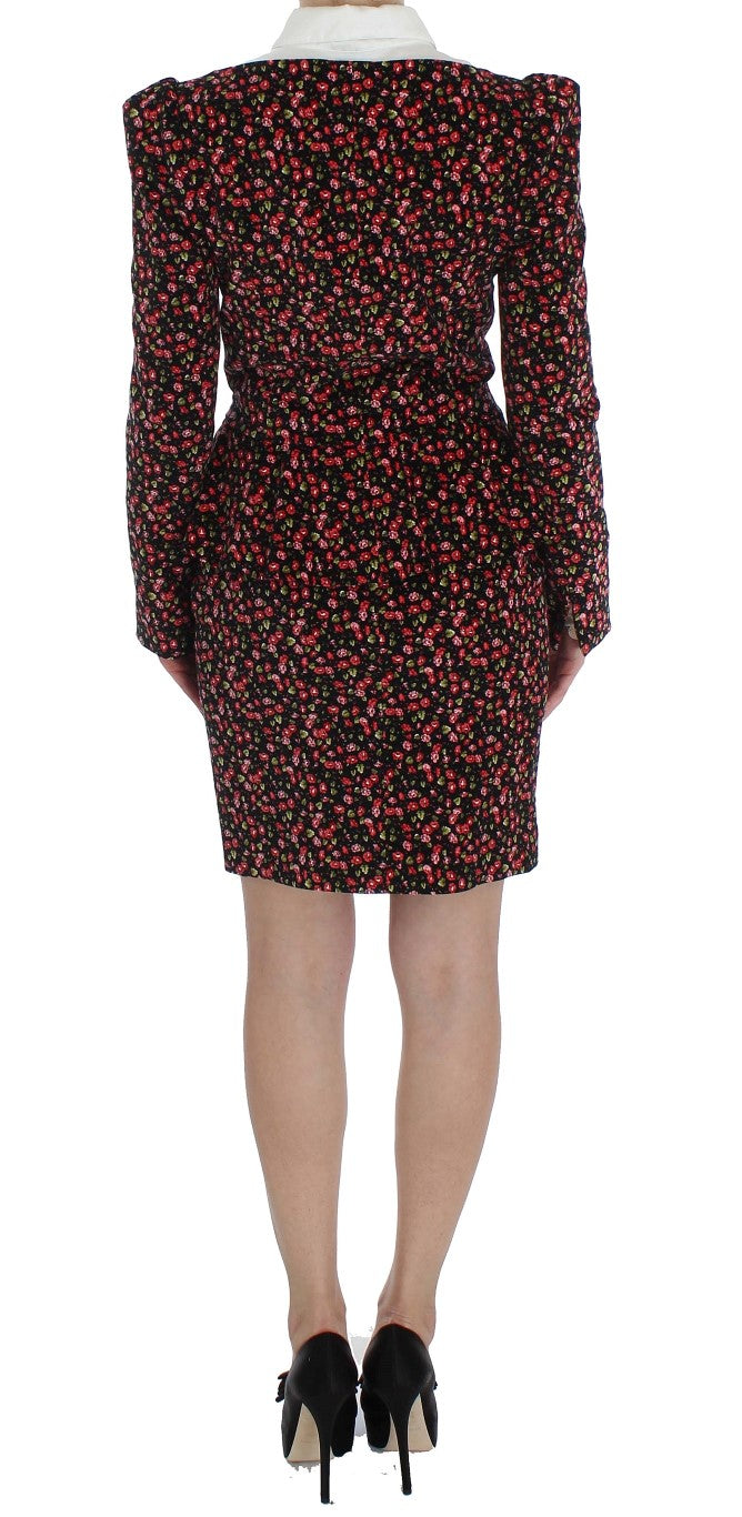 Costume noir à fleurs multicolores BENCIVENGA