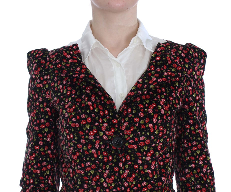 Costume noir à fleurs multicolores BENCIVENGA