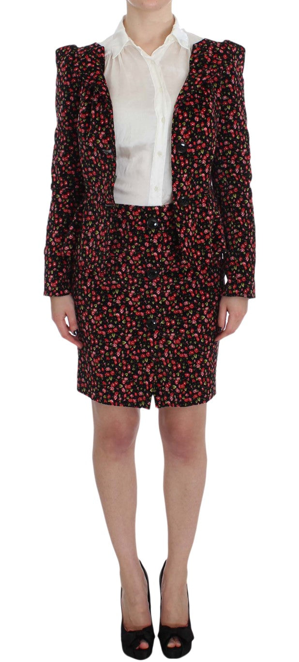 Costume noir à fleurs multicolores BENCIVENGA