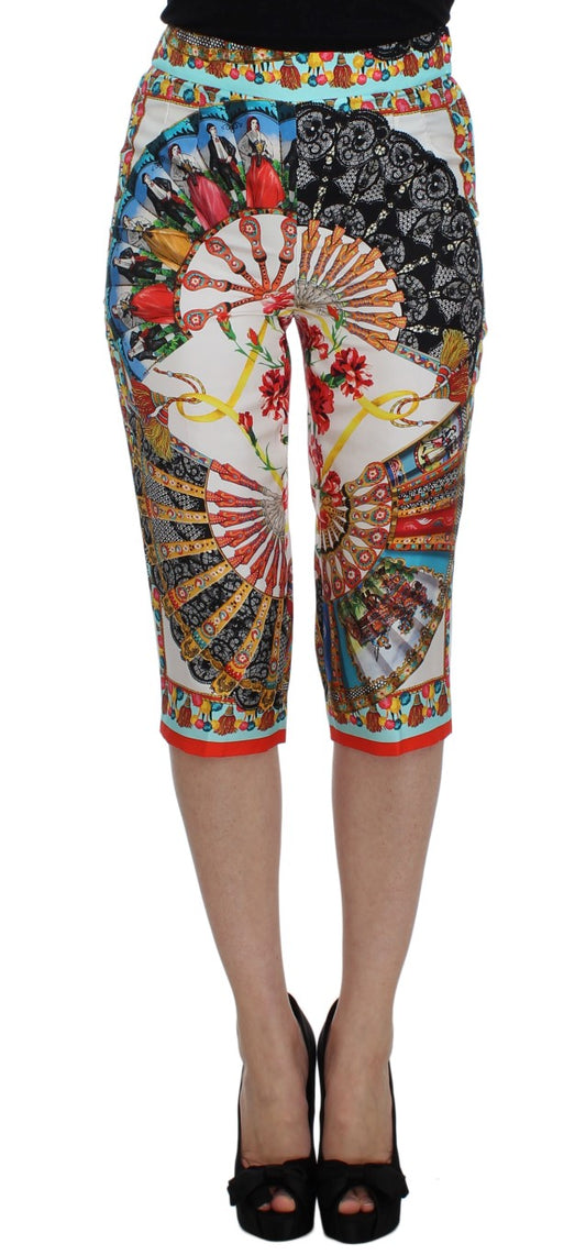 Pantalon en soie multicolore Majolica Sicily de Dolce &amp; Gabbana