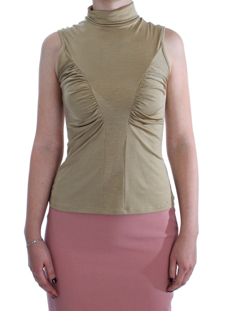 Exte Gold Nylon Rollkragen Top Bluse