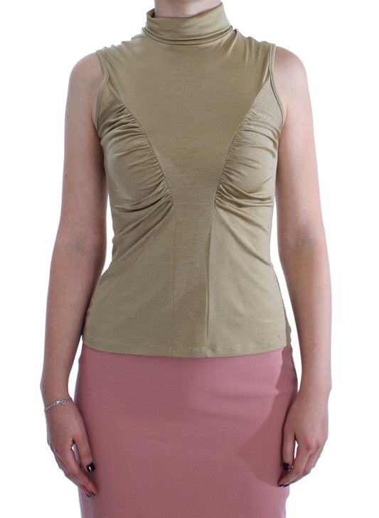 Exte Gold Nylon Rollkragen Top Bluse